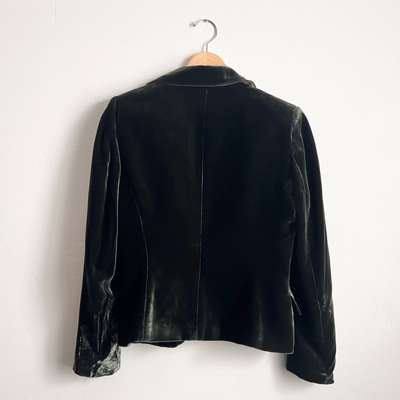 Anne Klein Velvet Dark Olive Green Blazer 8 - Picture 4 of 5